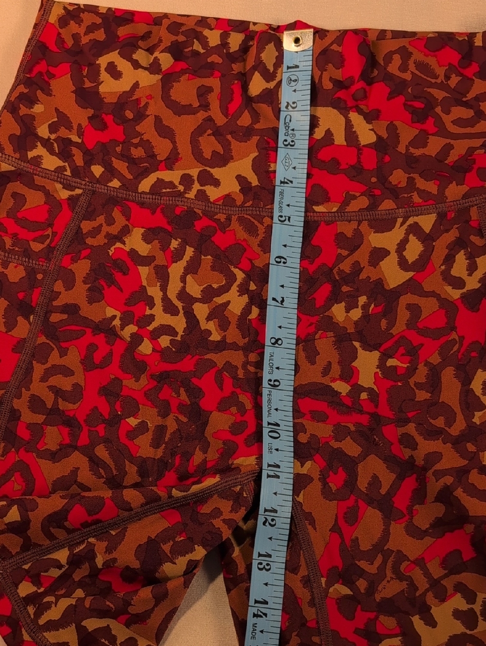 Aerie Offline High-Rise Bike Shorts in Orange/Brown Animal Print Size Large - Picture 4 of 7